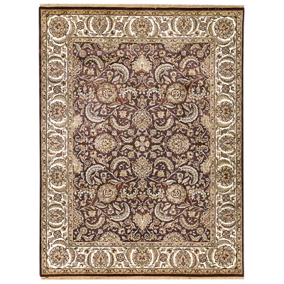 High-Quality Hand-Knotted Aubergine And Gold Area Rug