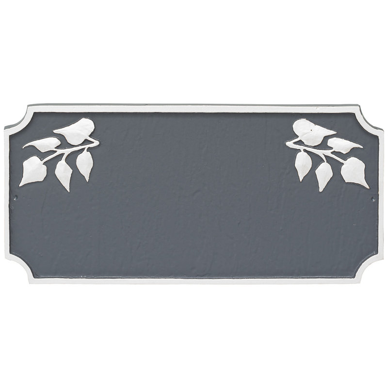 Camden Ivy 1-Line Wall Address Plaque, Gray/White