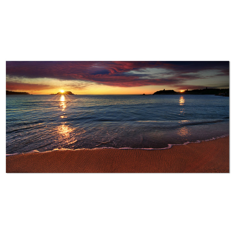 Reproduction de photo sur toile tendue, "belle mer de mer au coucher du soleil" belle clear, H 28 po x l 60 po