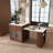 80-Inch Expandable Kitchen Island With Dining Table, Marble-Grain Countertop With Power Outlet, Mobile Storage Cart With Cabinet & 2 Drawers, Walnut Finish Kitchen Prep Table