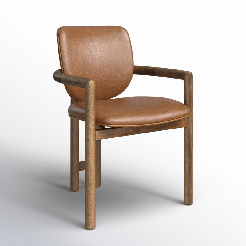 Kosta 19.29'' H Upholstered Oak Armchair, Brown, Brown