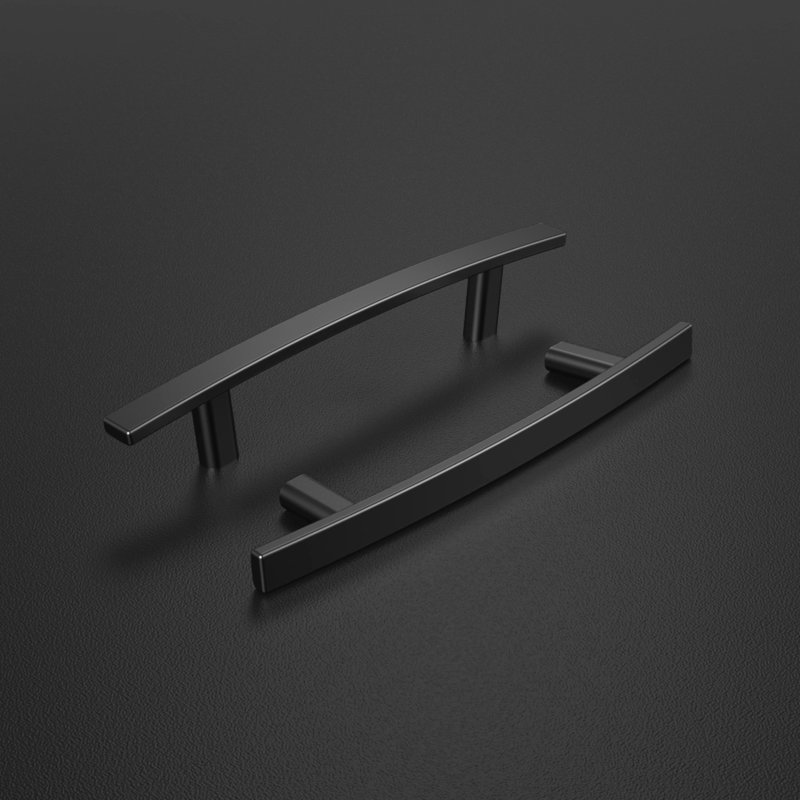 Black Modern Arched Cabinet Handles with Mounting Hardware