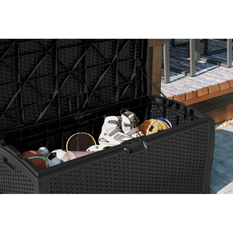 Suncast 99 Gallons Water Resistant Resin Lockable Deck Box, Black