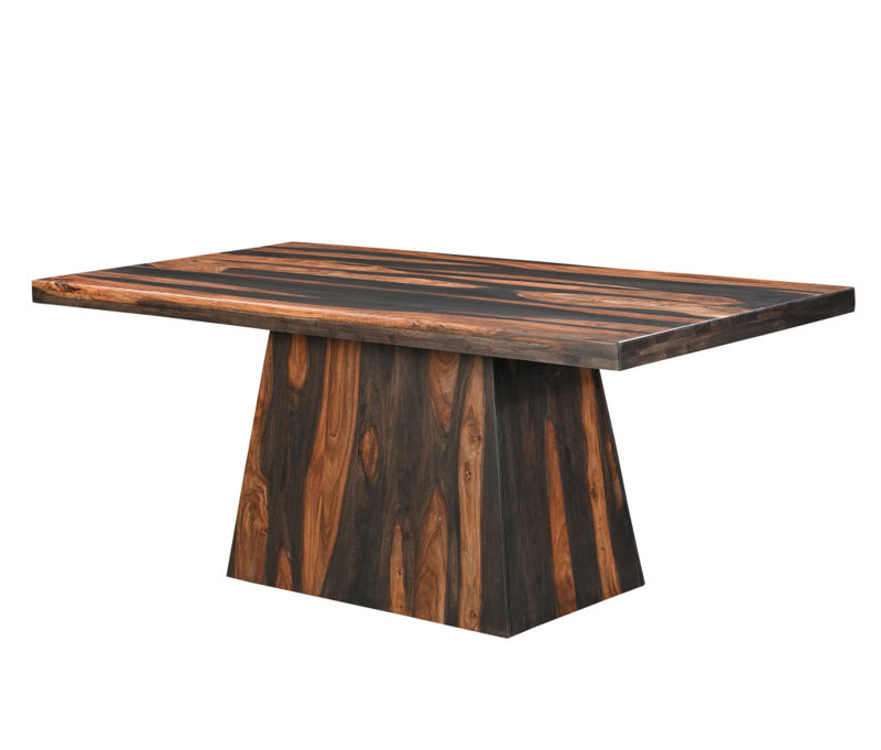 Table de salle à manger 75 "à base de piédestal en bois massif brun