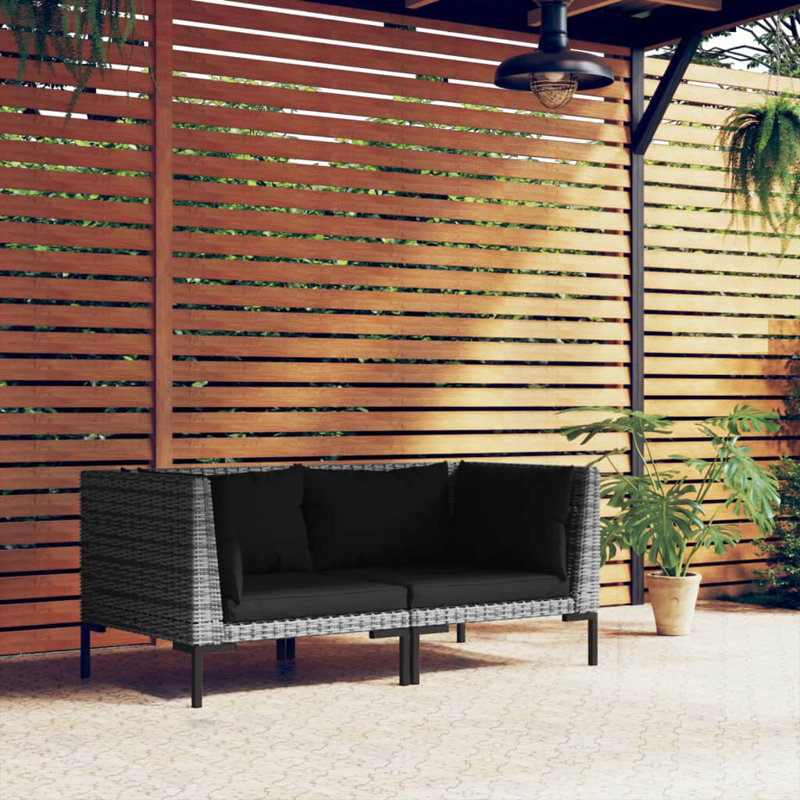Canapé de jardin modulaire moyen en acier thermolaqué gris foncé Vidaxl