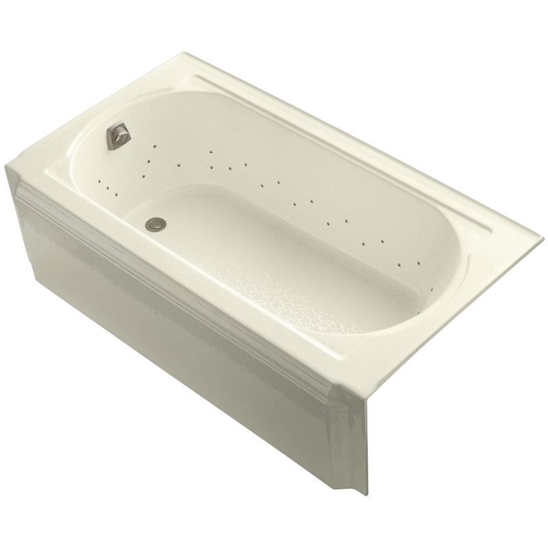 Memoirs 60" x 33.75" Whirlpool Cast Iron Bathtub with Heater, Brushed Nickel, Cane Sugar