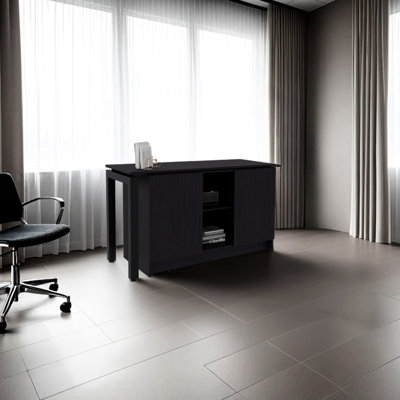 Office - Suitable Desk With Open Storage, Modern Design, High Resistance , Finish, 59.4 Inches Wide, 42.9 Deep, 28.5 Computer Storage For Office, Cont