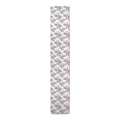 Watercolor Floral Blossoms Gray 5 Table Runner