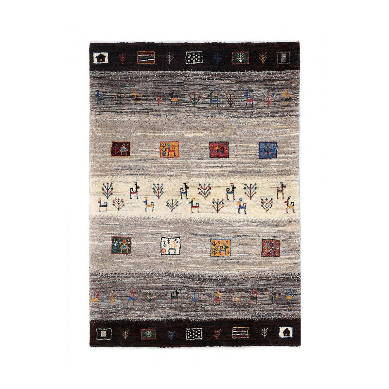 Tapis beige en laine d'agneau unique 2 pi 4 po x 3 pi 6 po Makhya