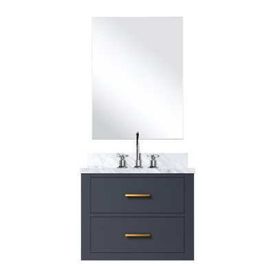 Meuble-lavabo en bois bleu 24 po X P 18 po, comptoir en acrylique, robinet et miroir de salle de bain inclus