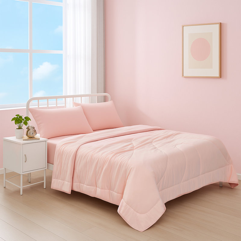 Soft Double Sided Bed Cooling Comforter for Hot Sleepers Night Sweats, Q-Max > 0.45, Pink, Queen