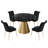 Magallanes 4-Person Round Marble Table Velvet Chairs Dining Set-1463240014-1463240012
