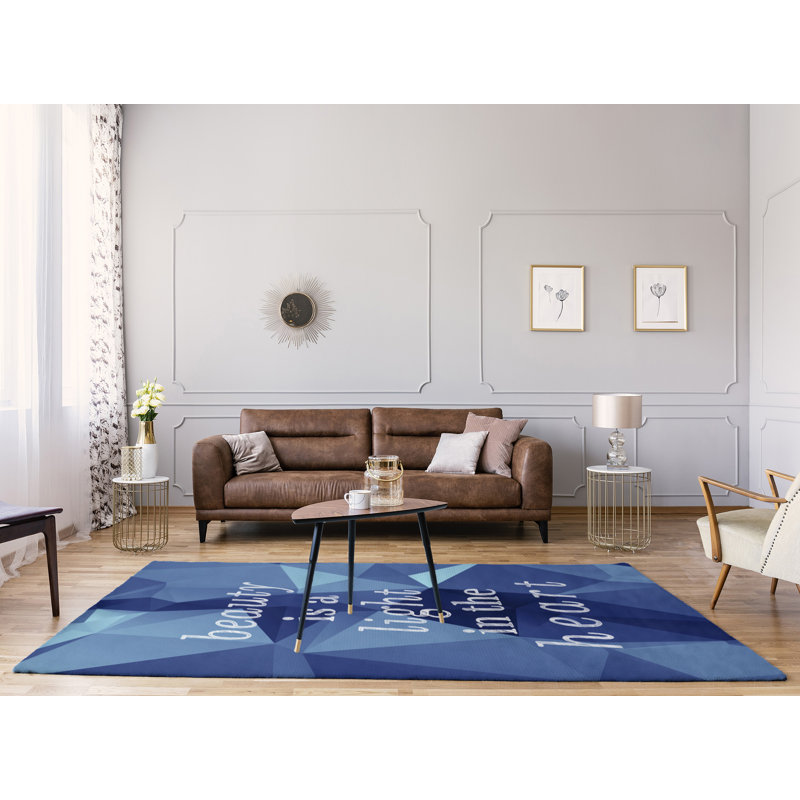 Tapis de beauté en polyester à citation de faux gemme, Rectangle 5 pi x 7 pi