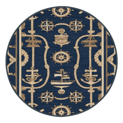 Washable Traditional Maritime Nautical Area Rug