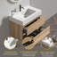 Ensemble de meuble-lavabo 30 pièces en chêne brut avec lavabo en quartz blanc et tiroirs souples-864049482