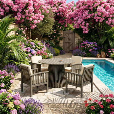 Ensemble de 4 fauteuils de patio club en bois d'acacia l 24 po x P 27,5 po x H 33,5 po Christopher Knight Home