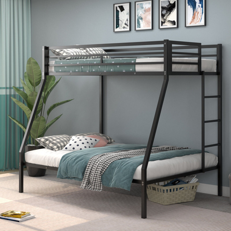Kampyli Kids Twin Over Full Bunk Bed, Black