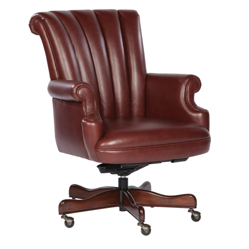 Adilynn Genuine Leather Executive Chair, Red