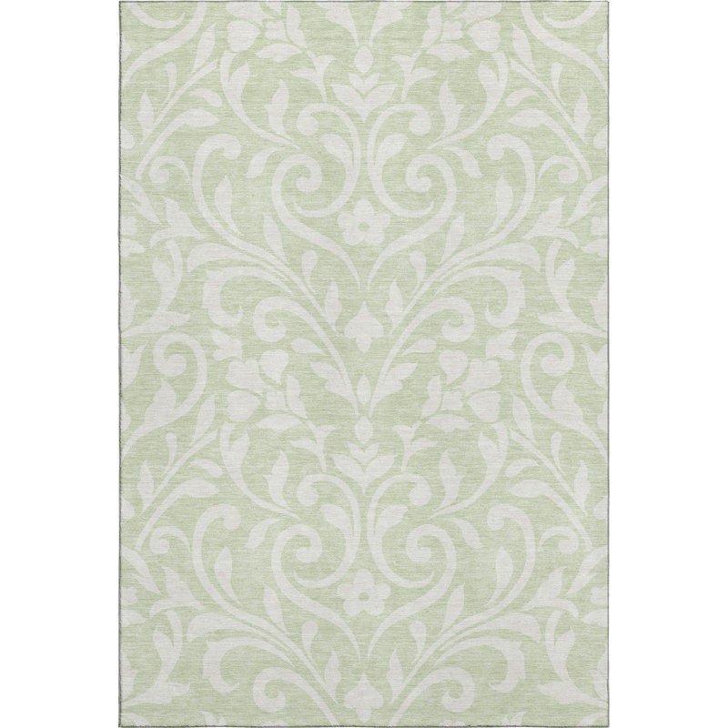 Premium Machine Washable Prisco Aloe Rug, Rectangle 9' x 12'