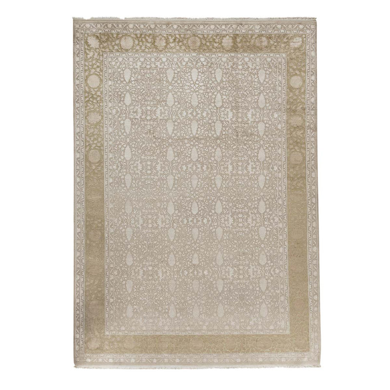 Tapis beige / ivoire / brun noué à la main de haute qualité