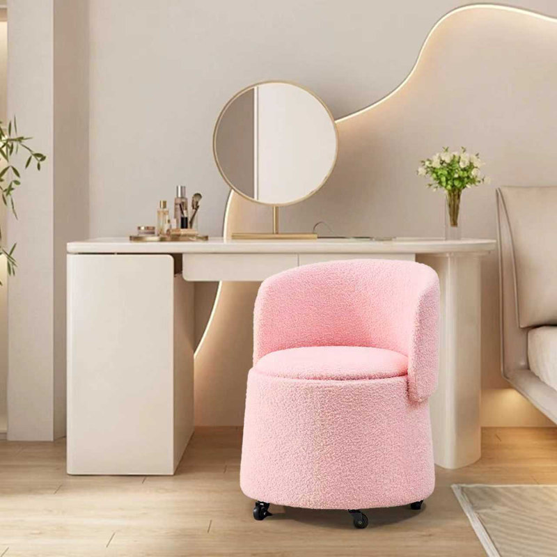 Tabouret de coiffeuse rembourré, Rose