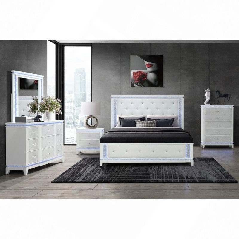 Modern Silver Champagne Bedside Table