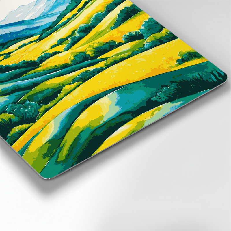 «Watercolor Landscape 21», art mural en métal bleu