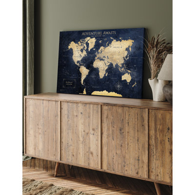 Carte du monde, peinture sur toile pour décoration murale, carte du monde épinglable pour marquer les voyages, impression de carte du monde pour la maison, le bureau, le bureau et le véhicule récréatif, prête à être accrochée