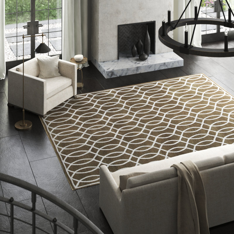Geometric Area Rug in Dark Gray