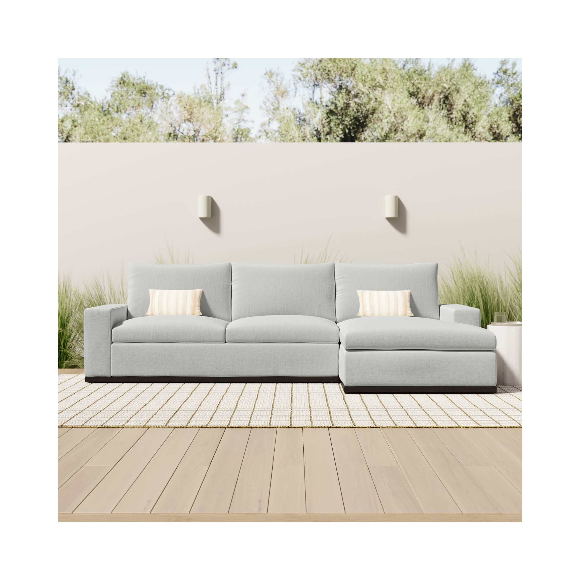 Venita 121'' Wide L-Shaped Powder Coated Aluminum Patio Sofa with Cushions