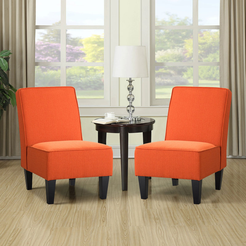 Montevideo Upholstered Slipper Chair, Orange Linen