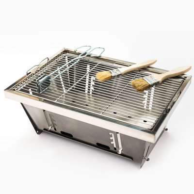 Barbecue au charbon de bois pliable pour l'extérieur - acier chauffant, idéal pour le camping, les pique-niques et les voyages d'aventure