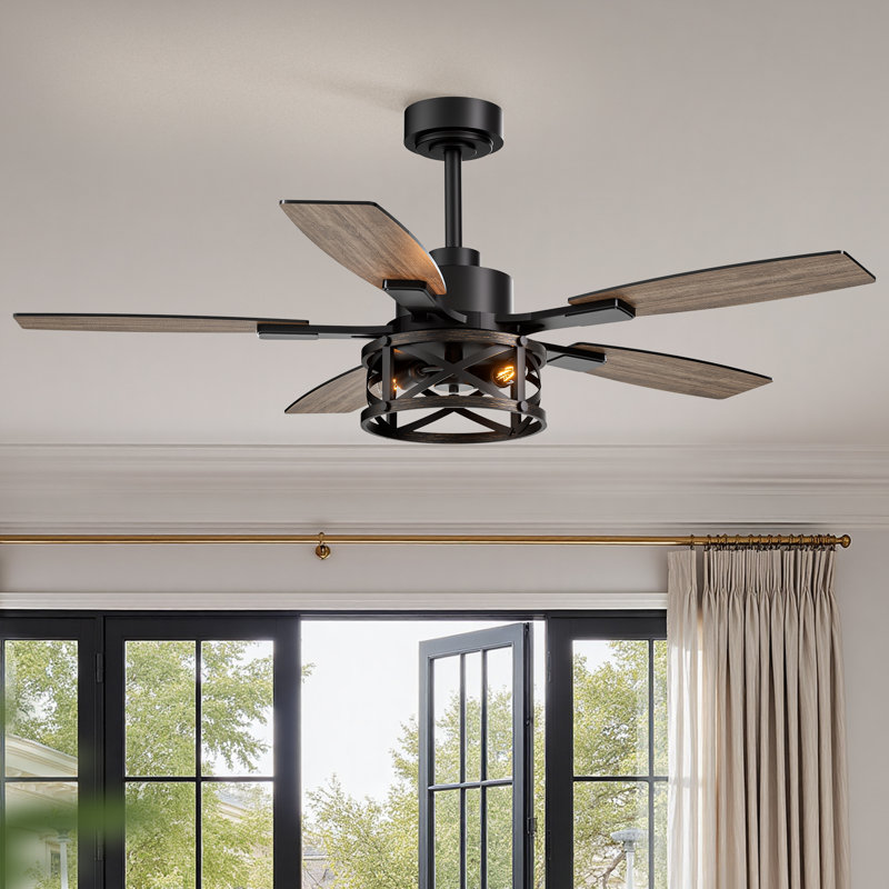 52 Inch Ceiling Fans With Lights And Remote & App Control Farmhouse Ceiling Fan For Bedroom Living Room And Patio Black & Gold