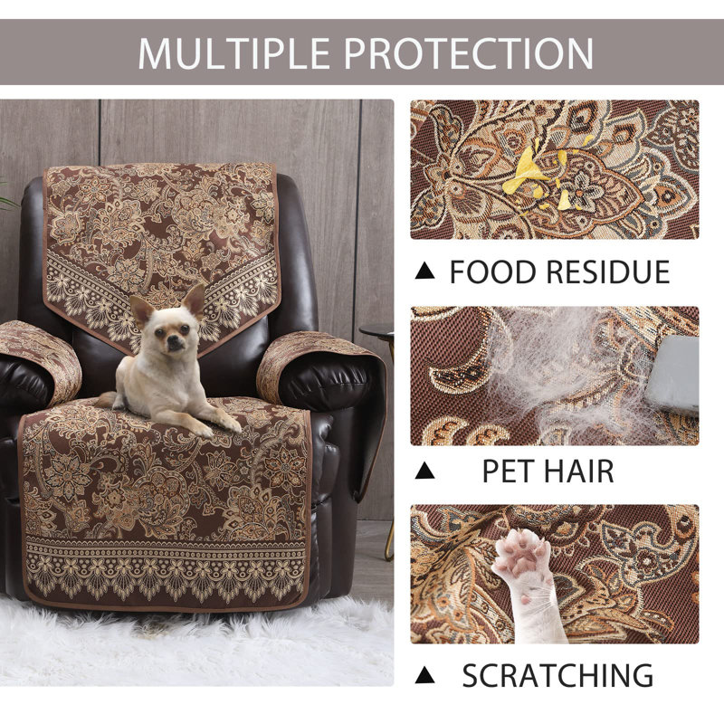 Fauteuil inclinable avec housses antidérapantes et larges pour fauteuil inclinable en cuir, fauteuil inclinable électrique brun