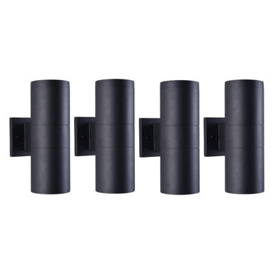 Applique murale cylindrique extérieure moderne de 30 cm (12 po) à réglage vertical - Aluminium résistant aux intempéries (paquet de 4)