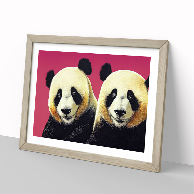 Splendid Pandas - Framed Print, 25cm H x 34cm W x 2cm D, Oak