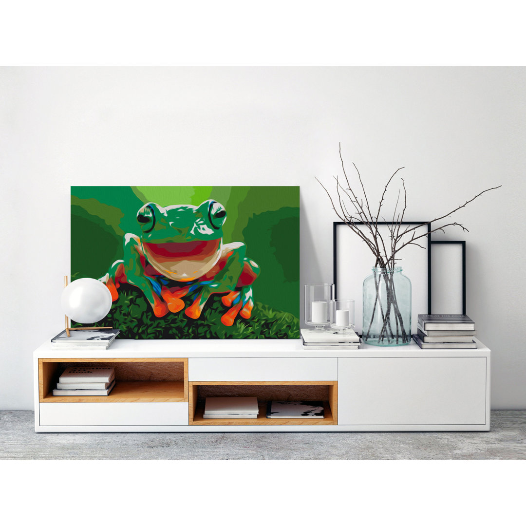 Leinwandbild Laughing Frog - Malen nach Zahlen