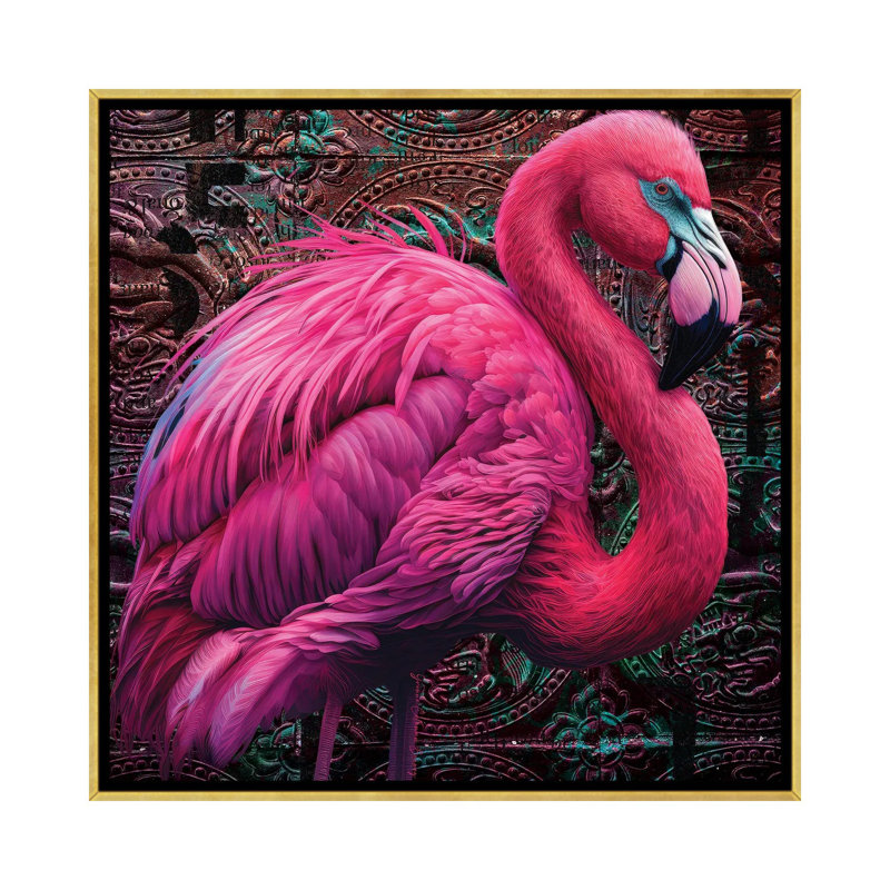 Plume chromée - reproduction d'art murale - toile encadrée, Impression encadrée sans passe-partout, H 18 po x l 18 po, Doré