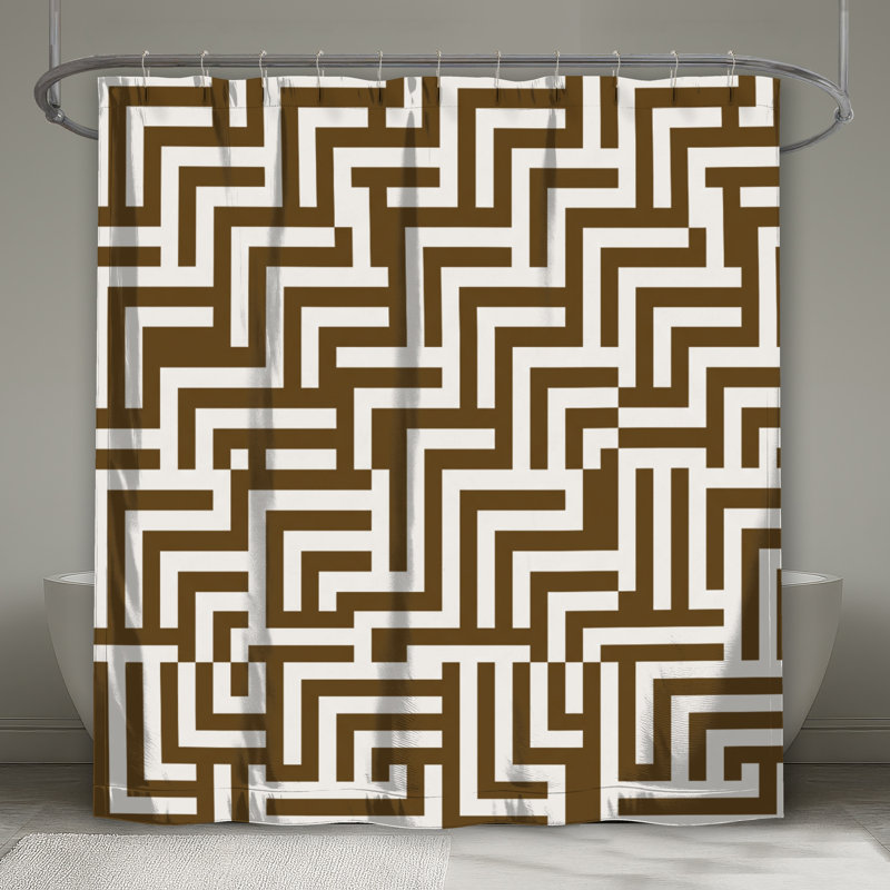 Rideaux de douche Labyrinth, L 70 po x H 84 po, Brun moyen / blanc