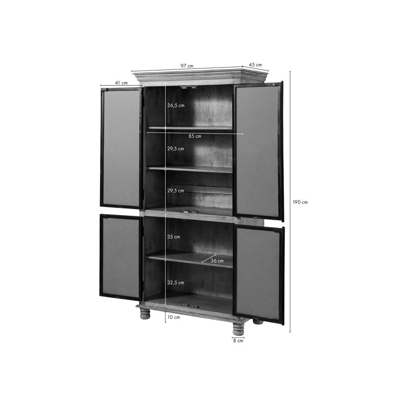 4 Door Solid Wood Wardrobe