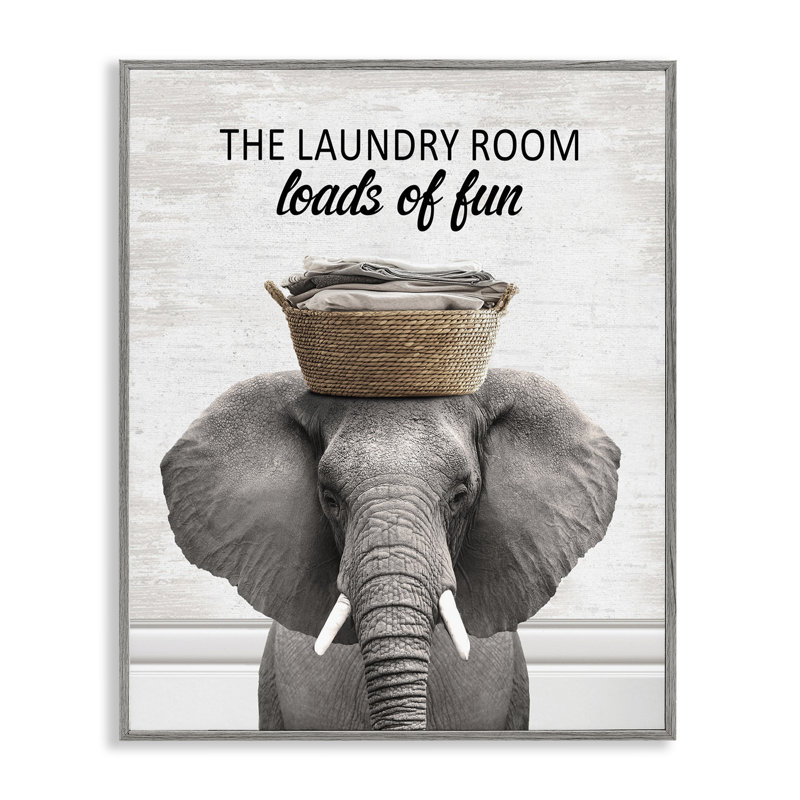 «Charges Of Fun Laundry Elephant», estampe numérique giclée, Estampe numérique Farmhouse, H 30 po x l 24 po