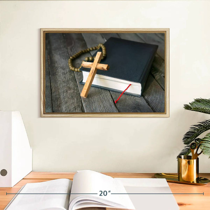 Croix en bois, Cadre flottant en bois naturel, 13 po x 9 po
