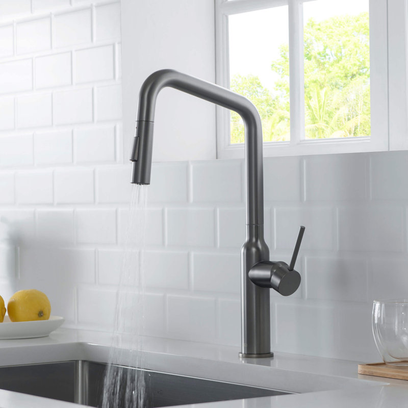 KIBI Macon Pull Down Kitchen Faucet, Titanium, Without Soap Dispenser