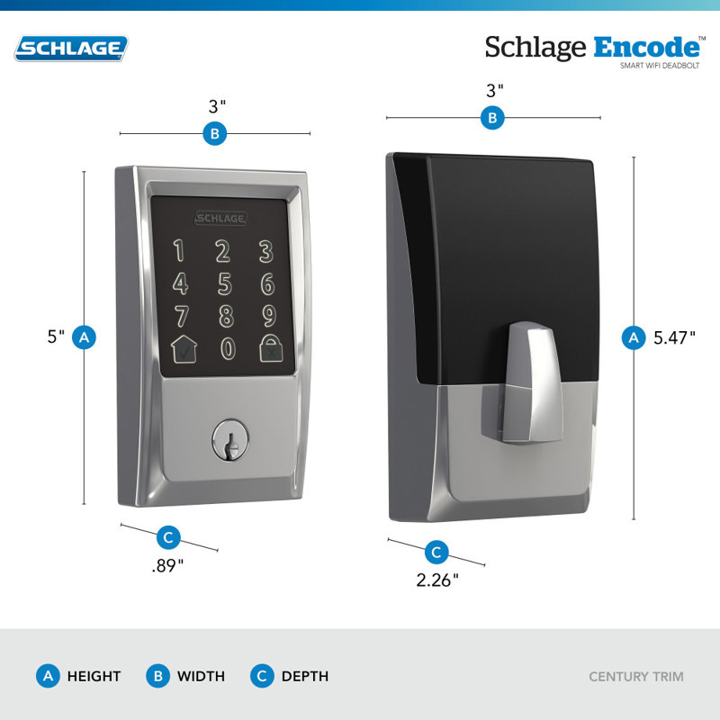Encode Smart WiFi Deadbolt with Century Trim, Bright Chrome, Yes