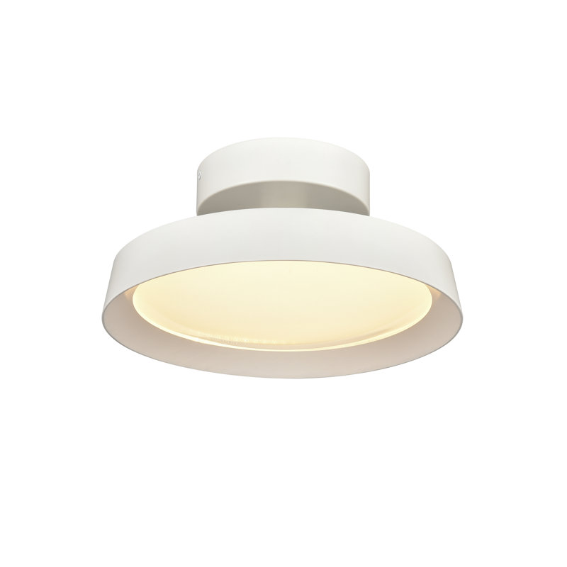 Plafonnier semi-encastré à DEL de 11,75 po de large Nancy - blanc mat, 18 W, H 5,5 po x l 11,75 po x P 11,75 po