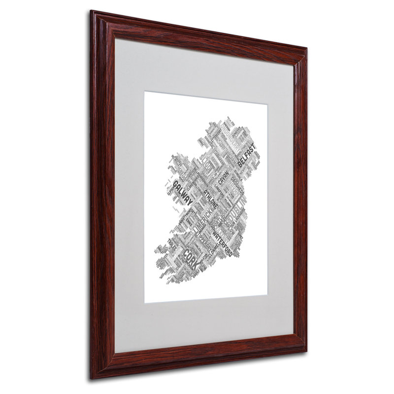 « ireland vii », "matted" par michael thompsett, art textuel encadré, H 20 po x l 16 po x P 0,5 po, Brun - Biseautée