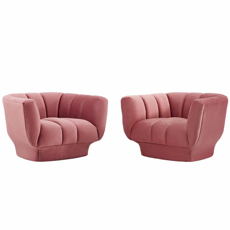 Fauteuil en velours Performance, Vieux rose