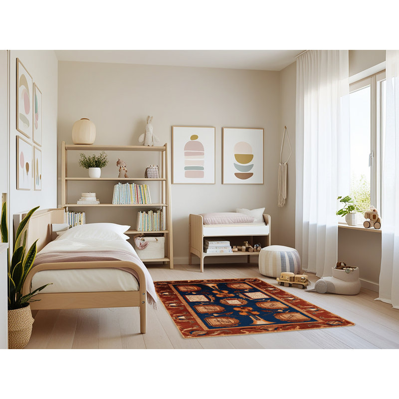 Machine Washable French Brown Area Rug, Rectangle 4' x 6'
