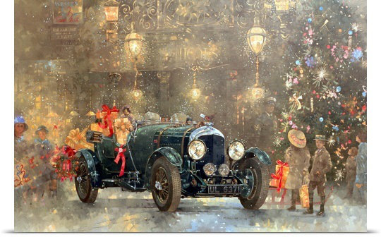 «Yoshida Christmas Bentley» par Peter Miller, reproduction d'art, H 20 po x l 30 po x P 1,5 po, Toile