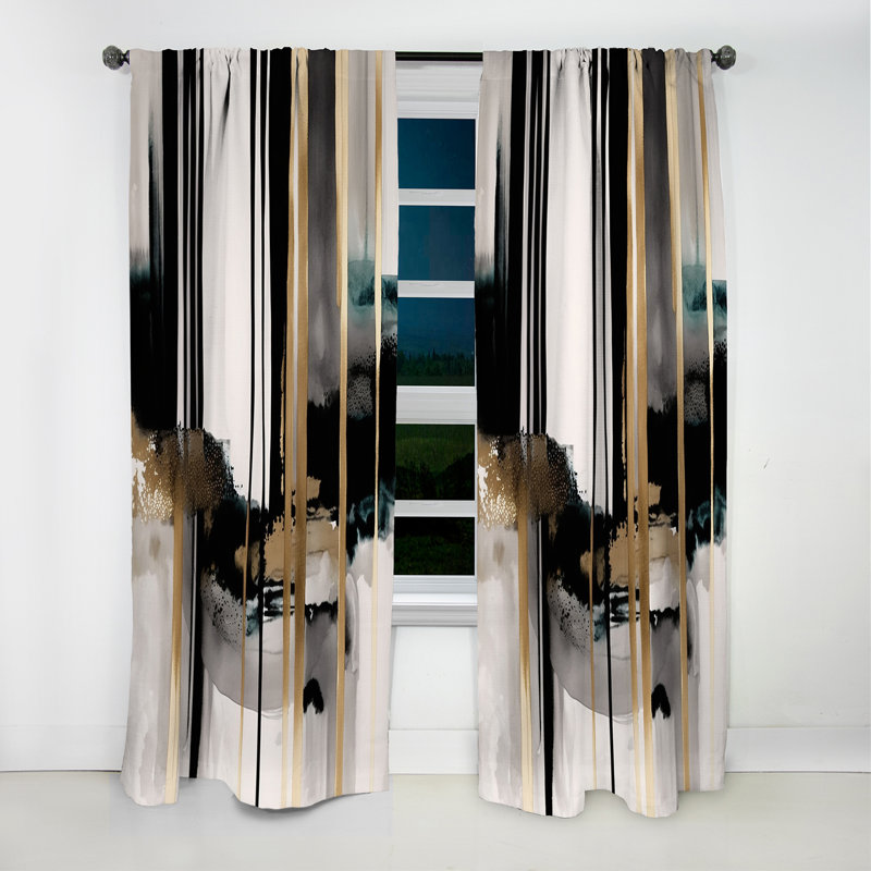 Rylie - Shapes Curtain - Velvet Blackout Abstract Curtain - 1 Panels, 52" W x 84" L
